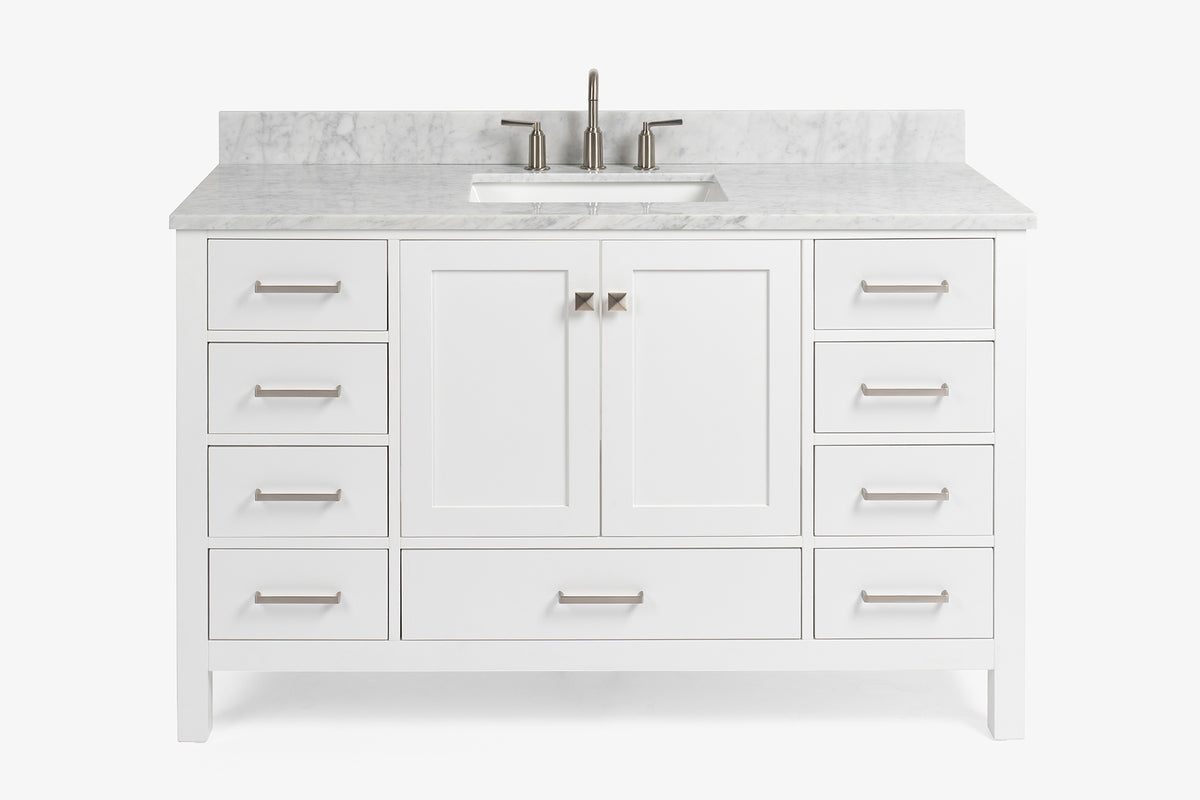 Ariel Cambridge 54-55 in. single rectangle sink vanity with (0.75, 1.5, 2)in countertops