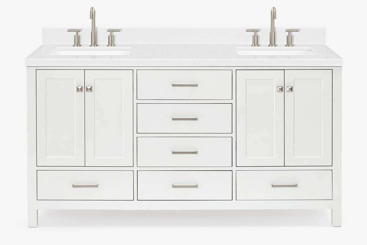 Ariel cambridge 66-67 inch double rectangle sink vanity with marble countertop with (0.75,1.5)in edge