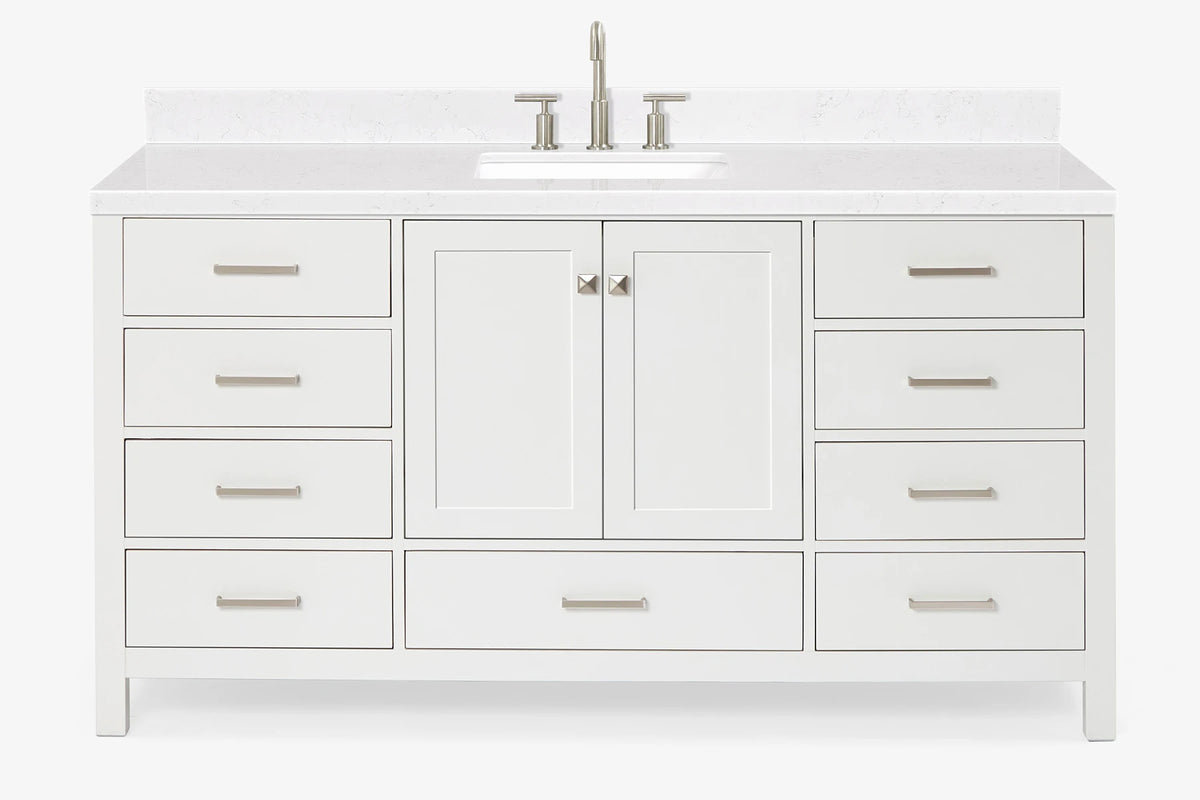 Ariel cambridge 66-67 inch single rectangle sink vanity with countertop with (0.75,1.5)in edge