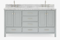 Ariel cambridge 66-67 inch double rectangle sink vanity with marble countertop with (0.75,1.5)in edge
