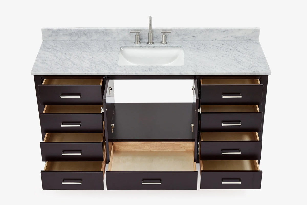 Ariel cambridge 66-67 inch single rectangle sink vanity with countertop with (0.75,1.5)in edge