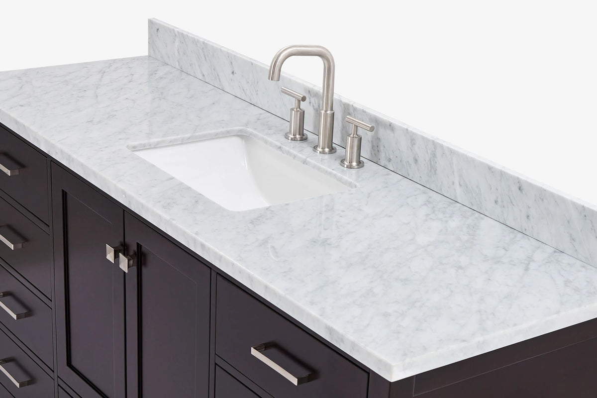 Ariel cambridge 66-67 inch single rectangle sink vanity with countertop with (0.75,1.5)in edge