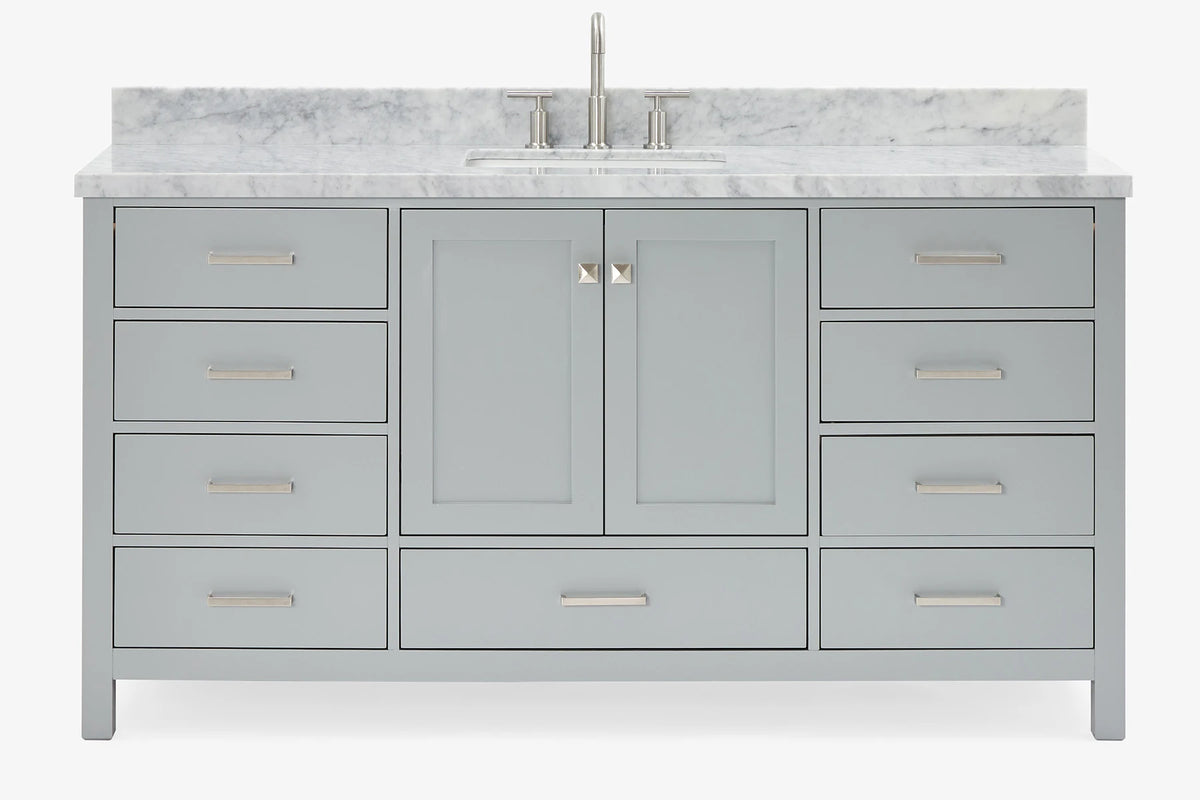 Ariel cambridge 66-67 inch single rectangle sink vanity with countertop with (0.75,1.5)in edge