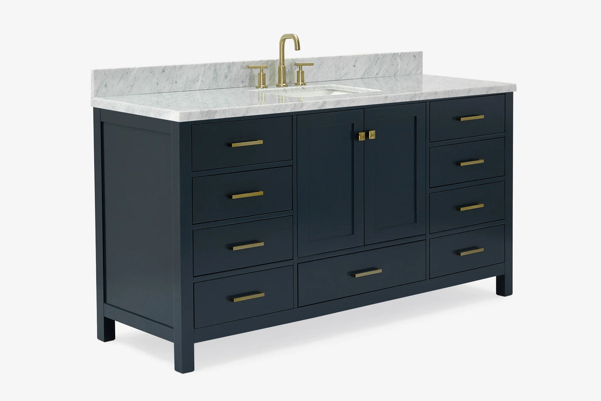 Ariel cambridge 66-67 inch single rectangle sink vanity with countertop with (0.75,1.5)in edge