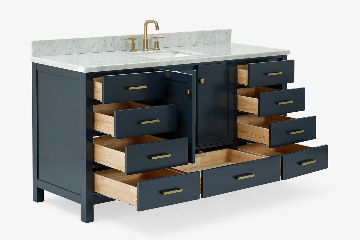 Ariel cambridge 66-67 inch single rectangle sink vanity with countertop with (0.75,1.5)in edge