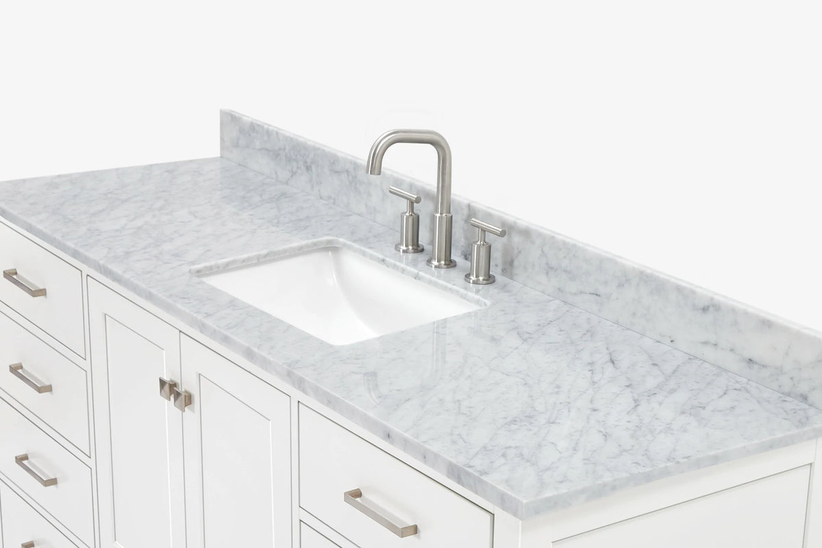 Ariel cambridge 66-67 inch single rectangle sink vanity with countertop with (0.75,1.5)in edge