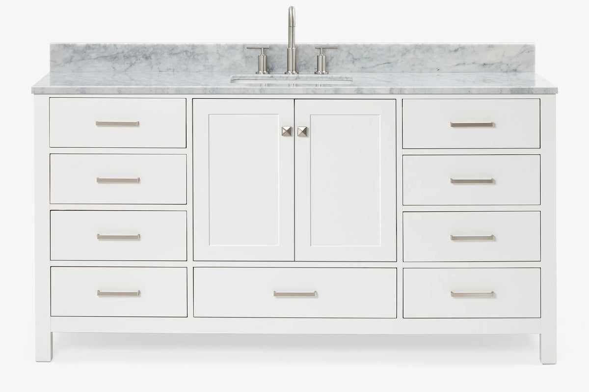 Ariel cambridge 66-67 inch single rectangle sink vanity with countertop with (0.75,1.5)in edge
