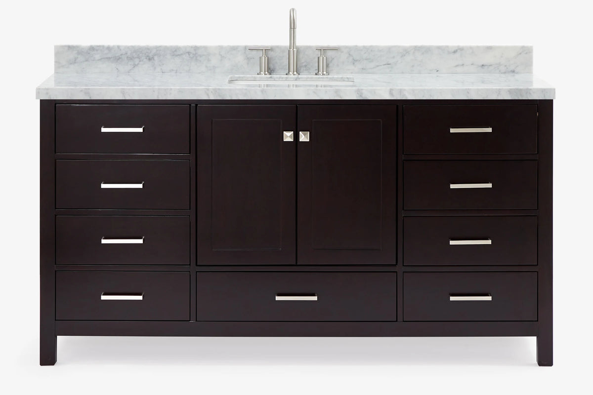 Ariel cambridge 66-67 inch single rectangle sink vanity with countertop with (0.75,1.5)in edge