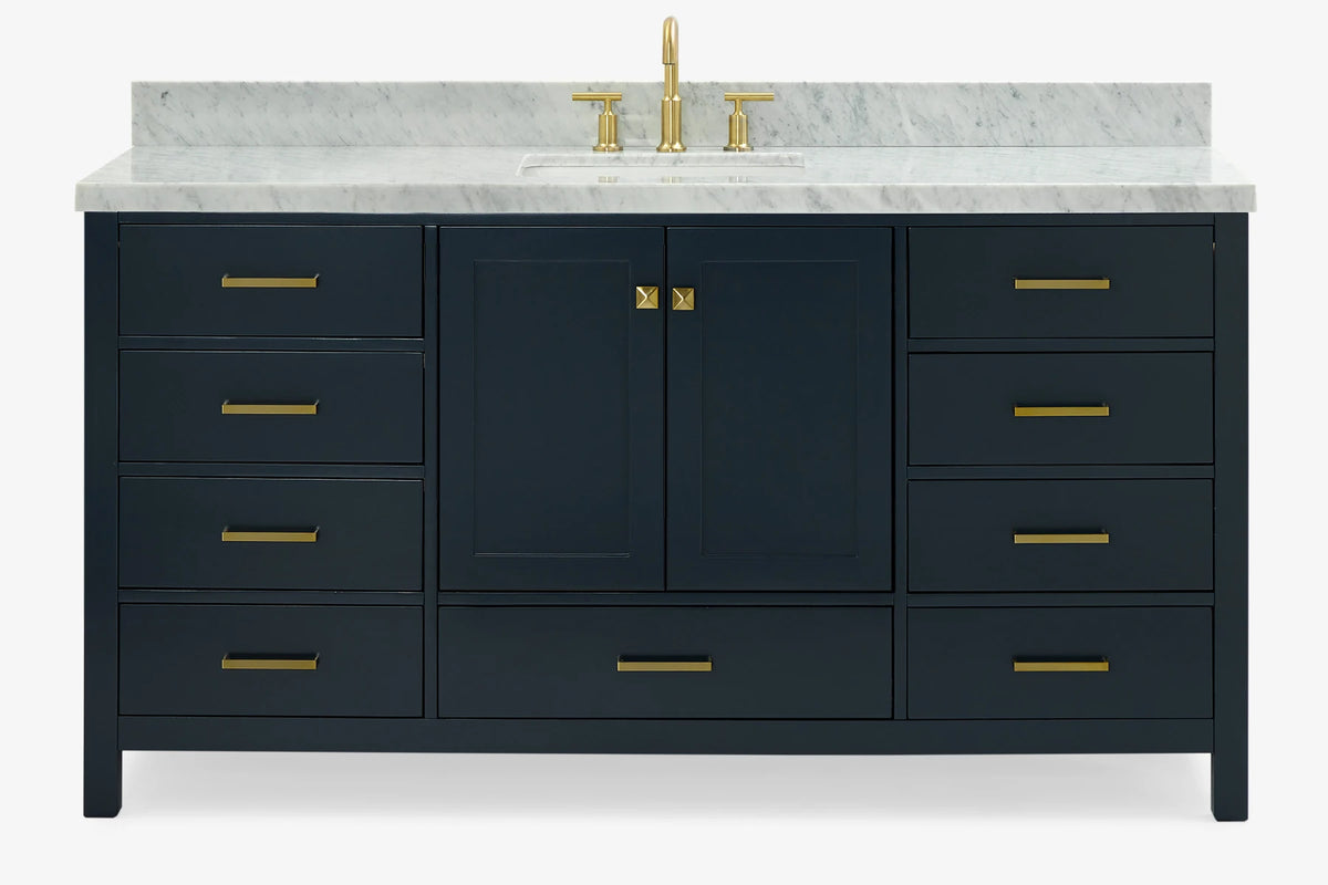 Ariel cambridge 66-67 inch single rectangle sink vanity with countertop with (0.75,1.5)in edge