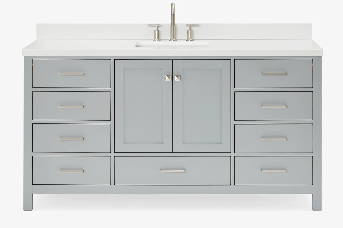 Ariel cambridge 66-67 inch single rectangle sink vanity with countertop with (0.75,1.5)in edge