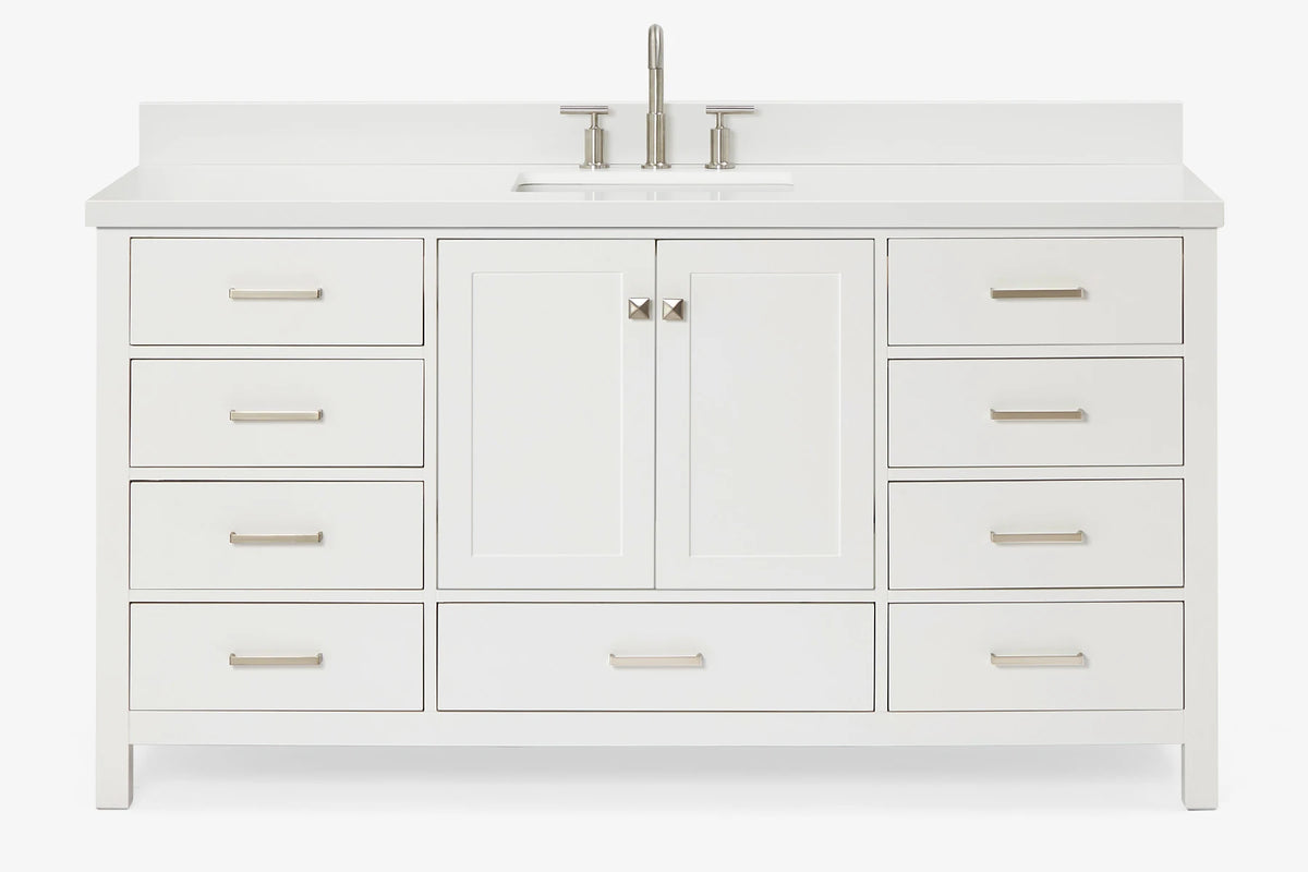 Ariel cambridge 66-67 inch single rectangle sink vanity with countertop with (0.75,1.5)in edge