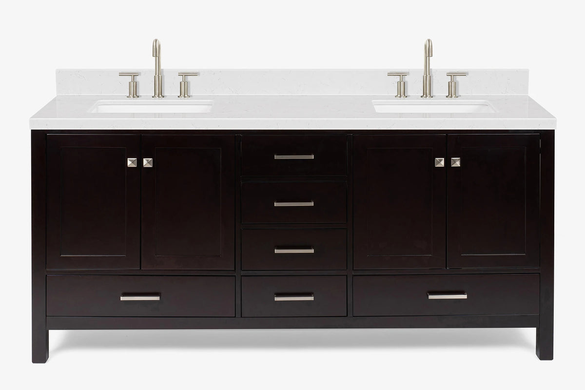 Ariel cambridge 72-73in. bathroom vanity double rectangle sink vanity with (0.75, 1.5, 2)in countertop