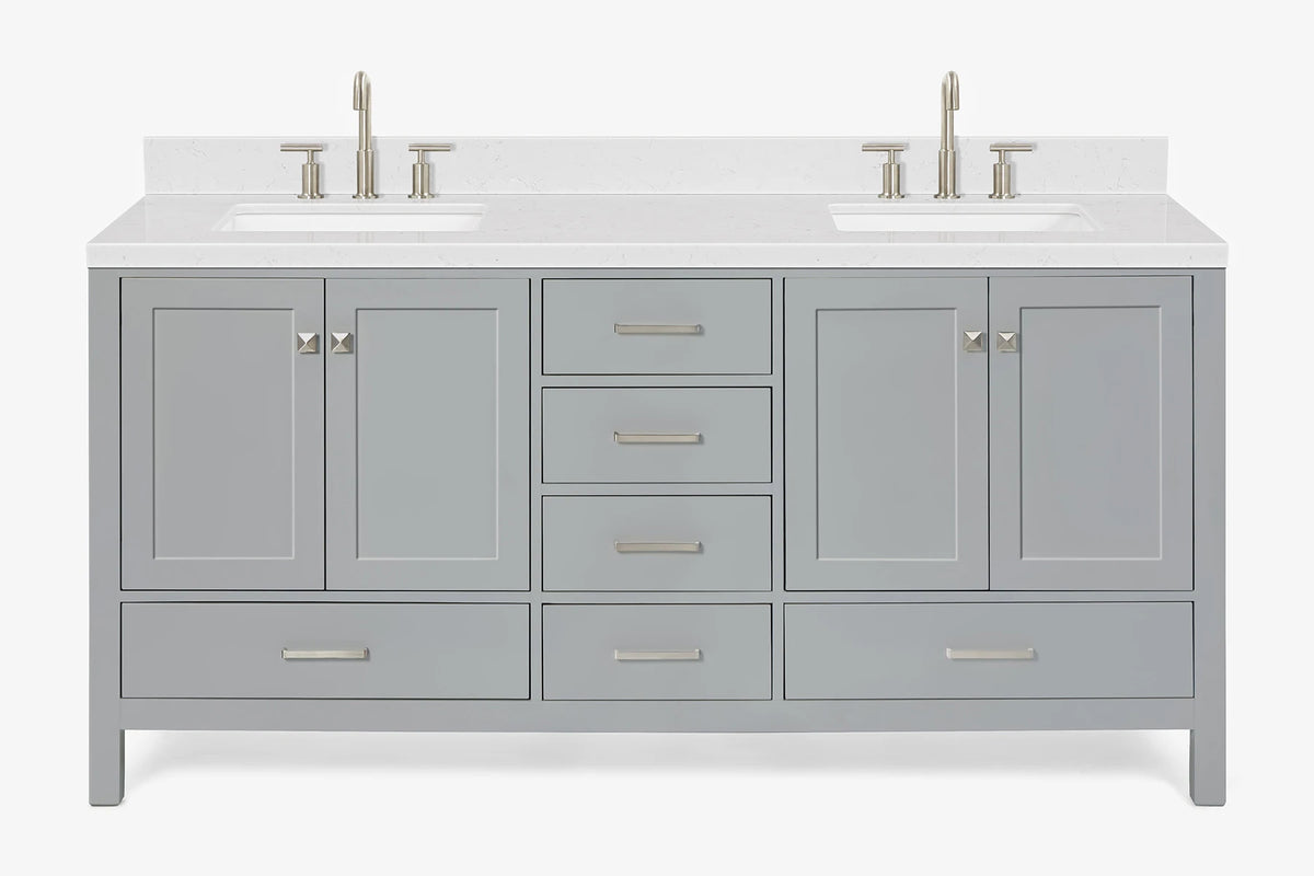Ariel cambridge 72-73in. bathroom vanity double rectangle sink vanity with (0.75, 1.5, 2)in countertop