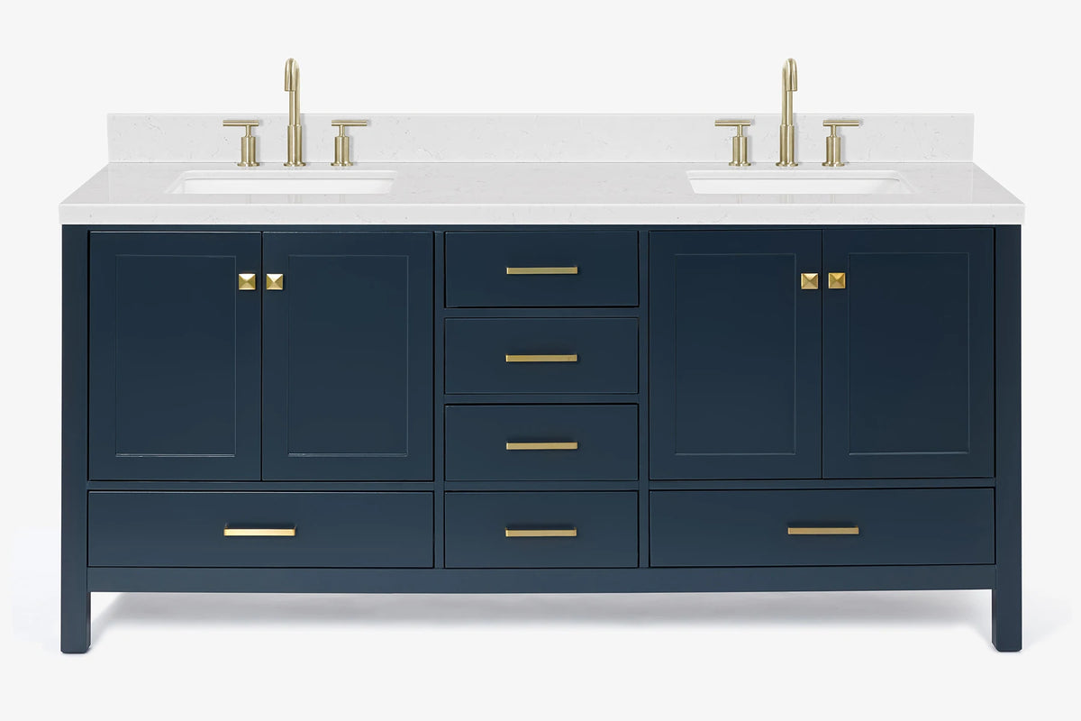 Ariel cambridge 72-73in. bathroom vanity double rectangle sink vanity with (0.75, 1.5, 2)in countertop