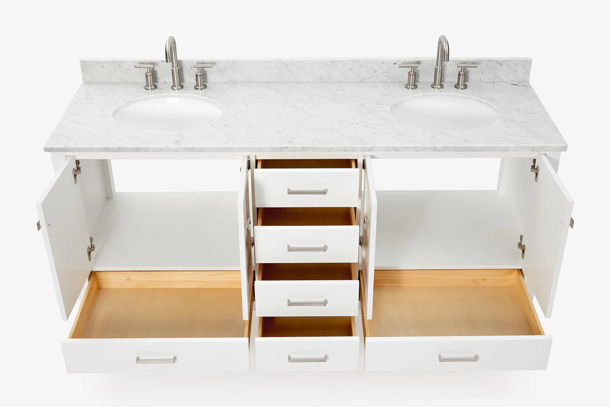 Ariel cambridge (73") double oval sink vanity set.