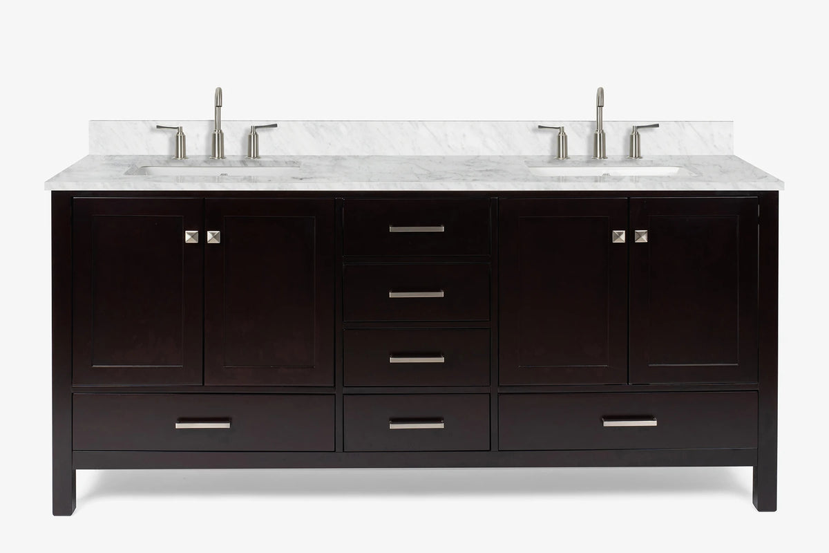 Ariel cambridge 72-73in. bathroom vanity double rectangle sink vanity with (0.75, 1.5, 2)in countertop