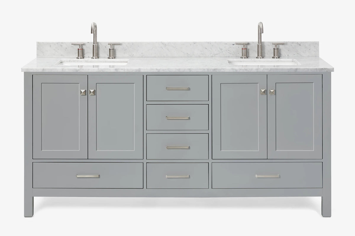 Ariel cambridge 72-73in. bathroom vanity double rectangle sink vanity with (0.75, 1.5, 2)in countertop