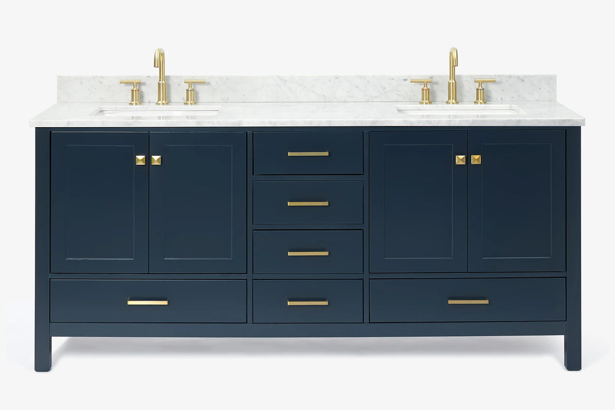 Ariel cambridge 72-73in. bathroom vanity double rectangle sink vanity with (0.75, 1.5, 2)in countertop