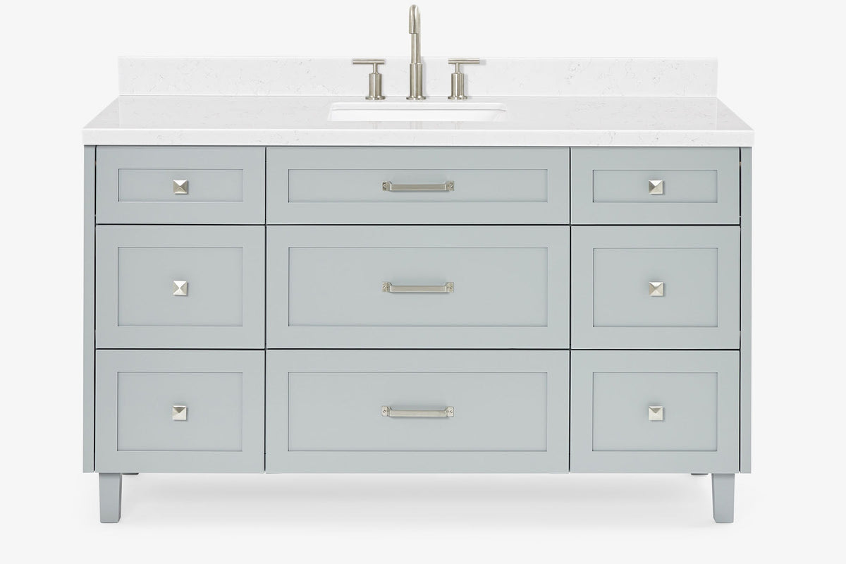Ariel monroe 61 inch single rectangle sink bathroom vanity with countertop 1.5 inch edge