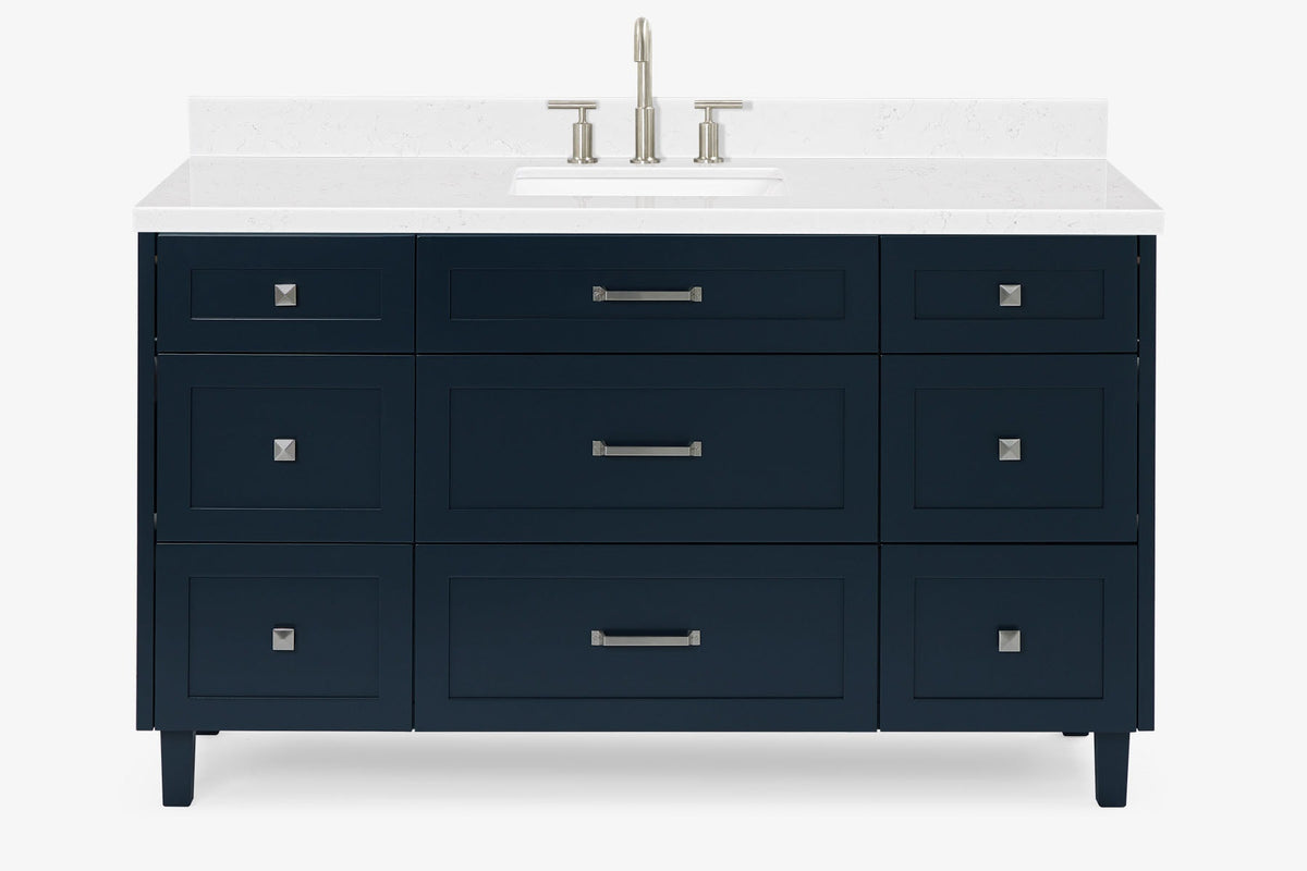 Ariel monroe 61 inch single rectangle sink bathroom vanity with countertop 1.5 inch edge
