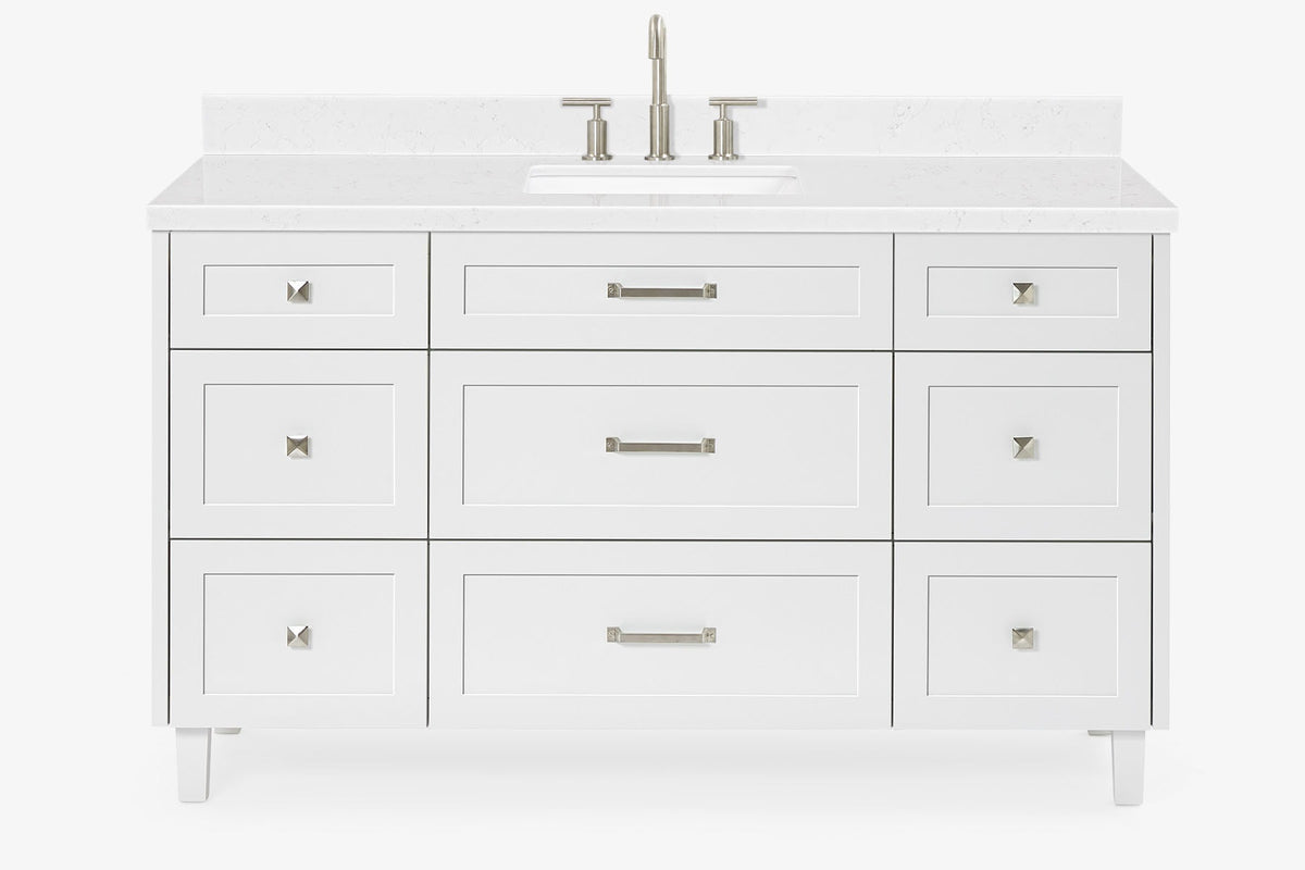 Ariel monroe 61 inch single rectangle sink bathroom vanity with countertop 1.5 inch edge