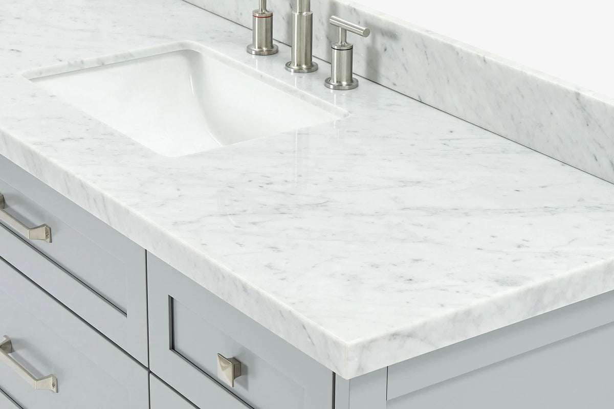 Ariel monroe 61 inch single rectangle sink bathroom vanity with countertop 1.5 inch edge