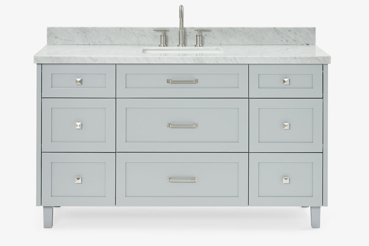 Ariel monroe 61 inch single rectangle sink bathroom vanity with countertop 1.5 inch edge