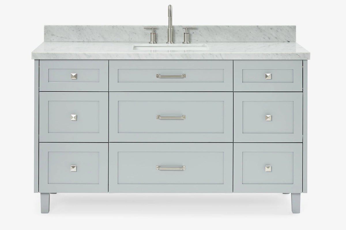 Ariel monroe 61 inch single rectangle sink bathroom vanity with countertop 1.5 inch edge