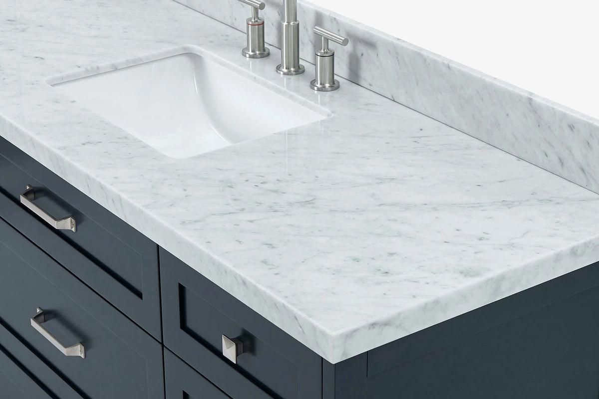 Ariel monroe 61 inch single rectangle sink bathroom vanity with countertop 1.5 inch edge
