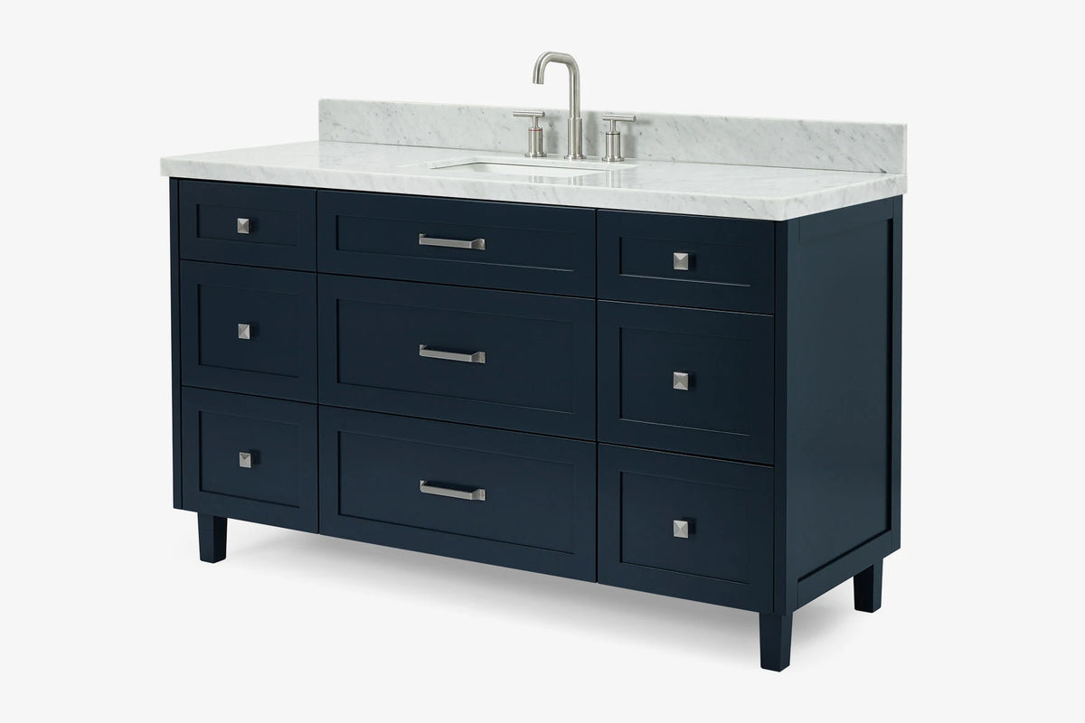 Ariel monroe 61 inch single rectangle sink bathroom vanity with countertop 1.5 inch edge