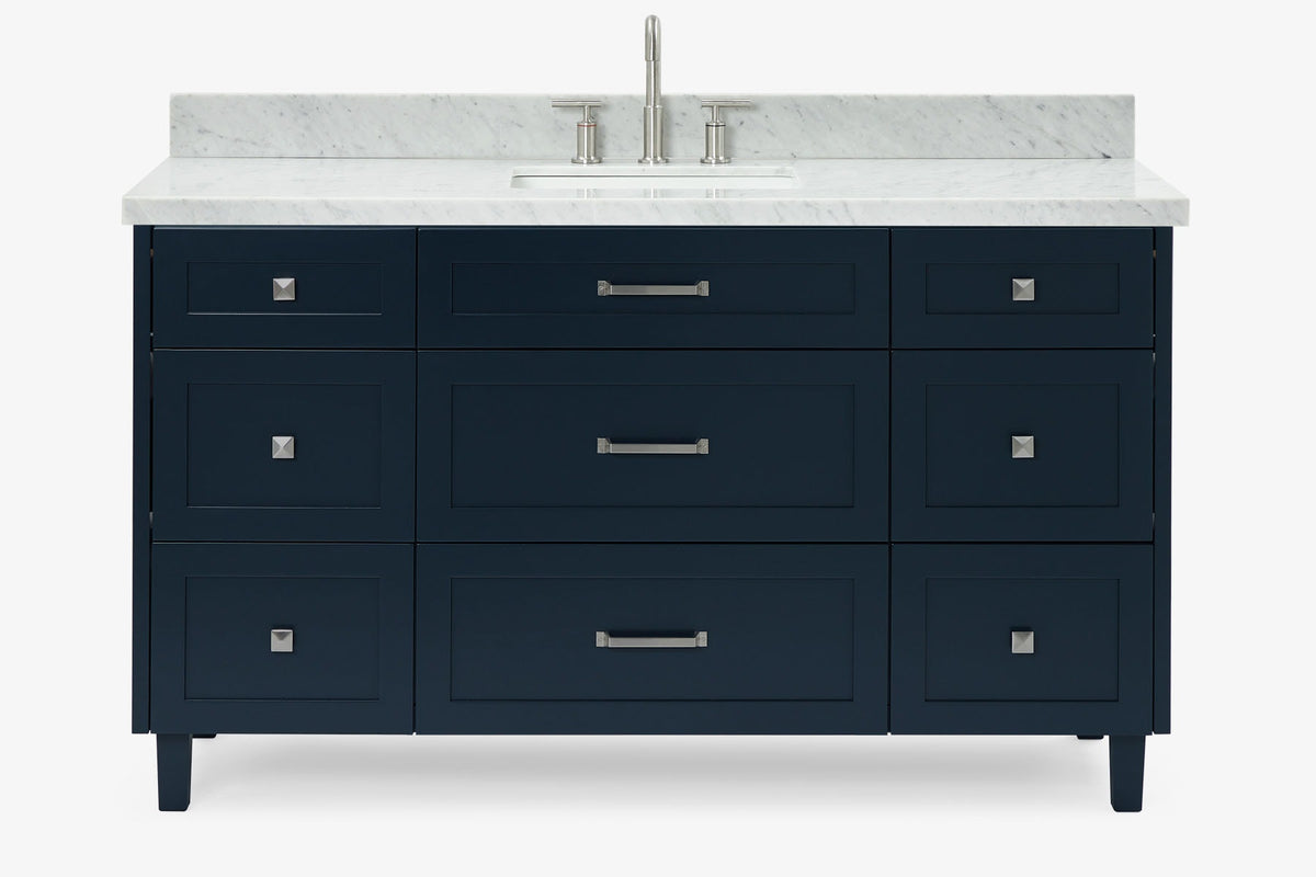 Ariel monroe 61 inch single rectangle sink bathroom vanity with countertop 1.5 inch edge