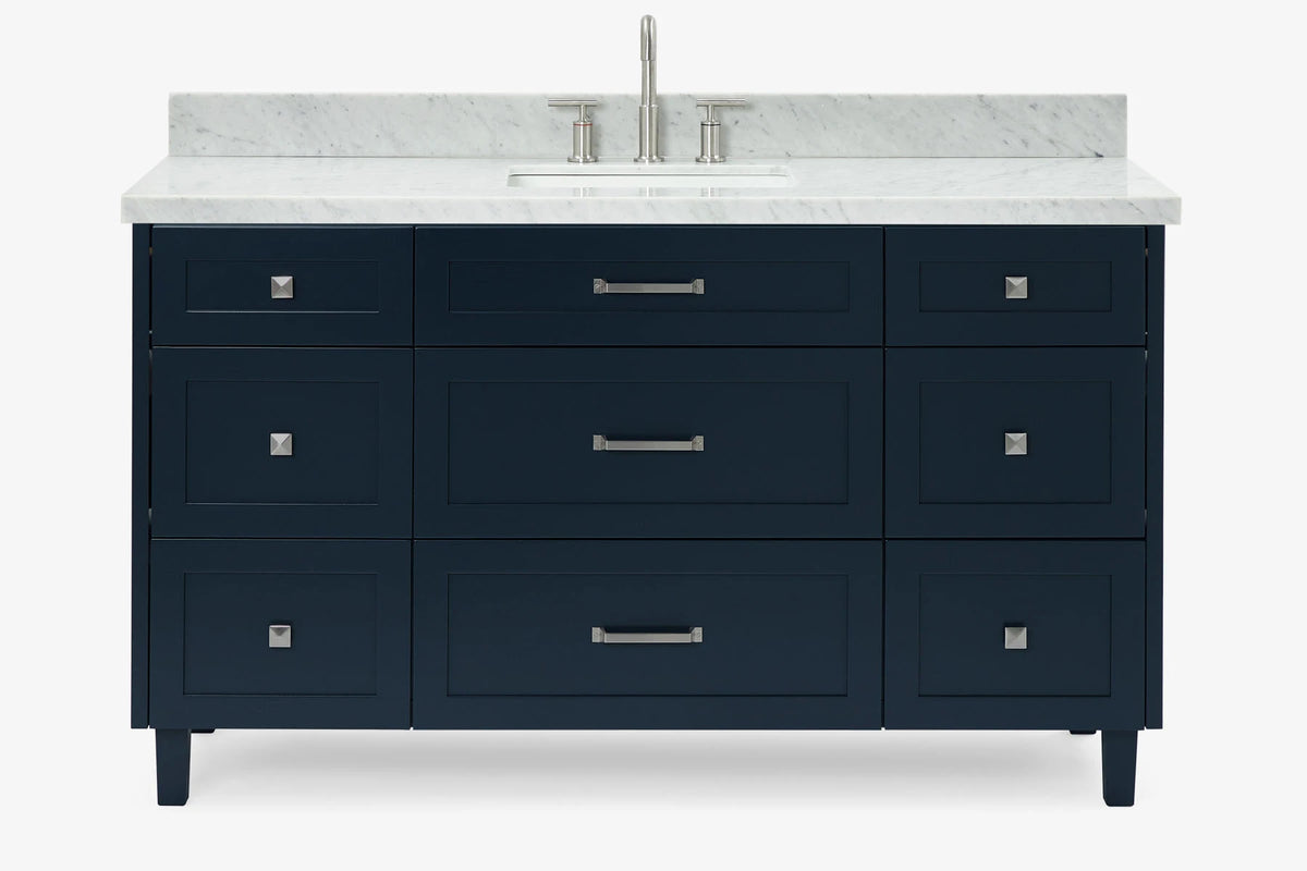 Ariel monroe 61 inch single rectangle sink bathroom vanity with countertop 1.5 inch edge