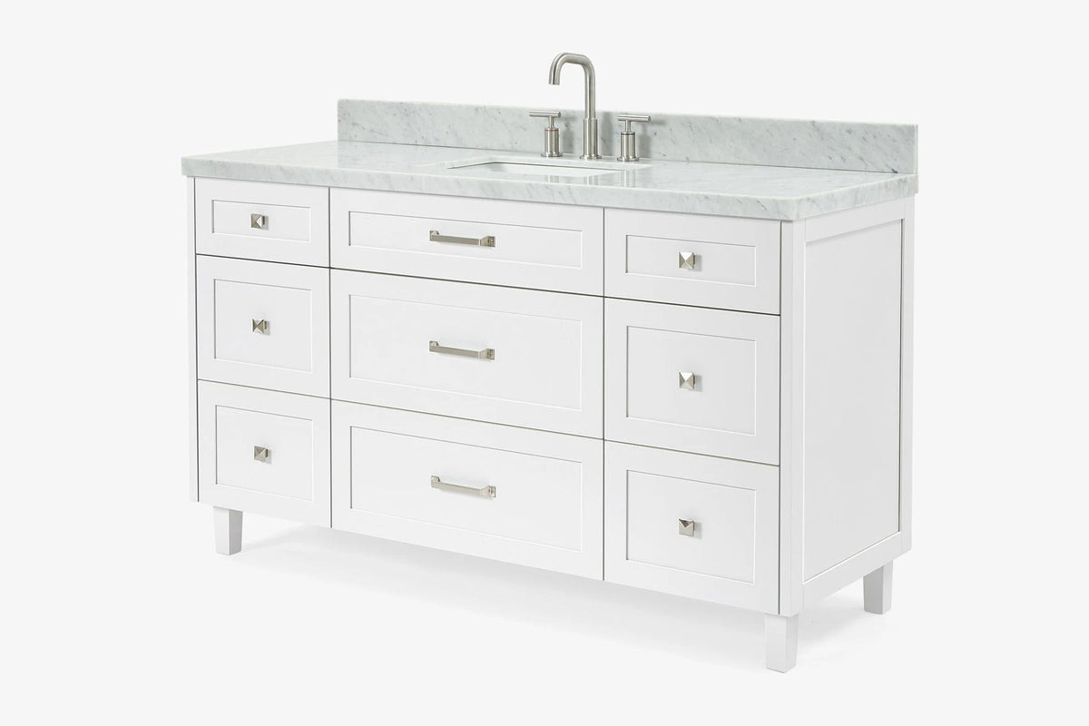 Ariel monroe 61 inch single rectangle sink bathroom vanity with countertop 1.5 inch edge