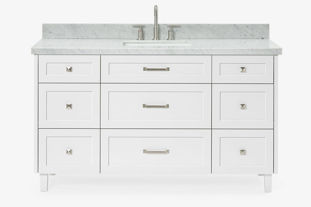 Ariel monroe 61 inch single rectangle sink bathroom vanity with countertop 1.5 inch edge