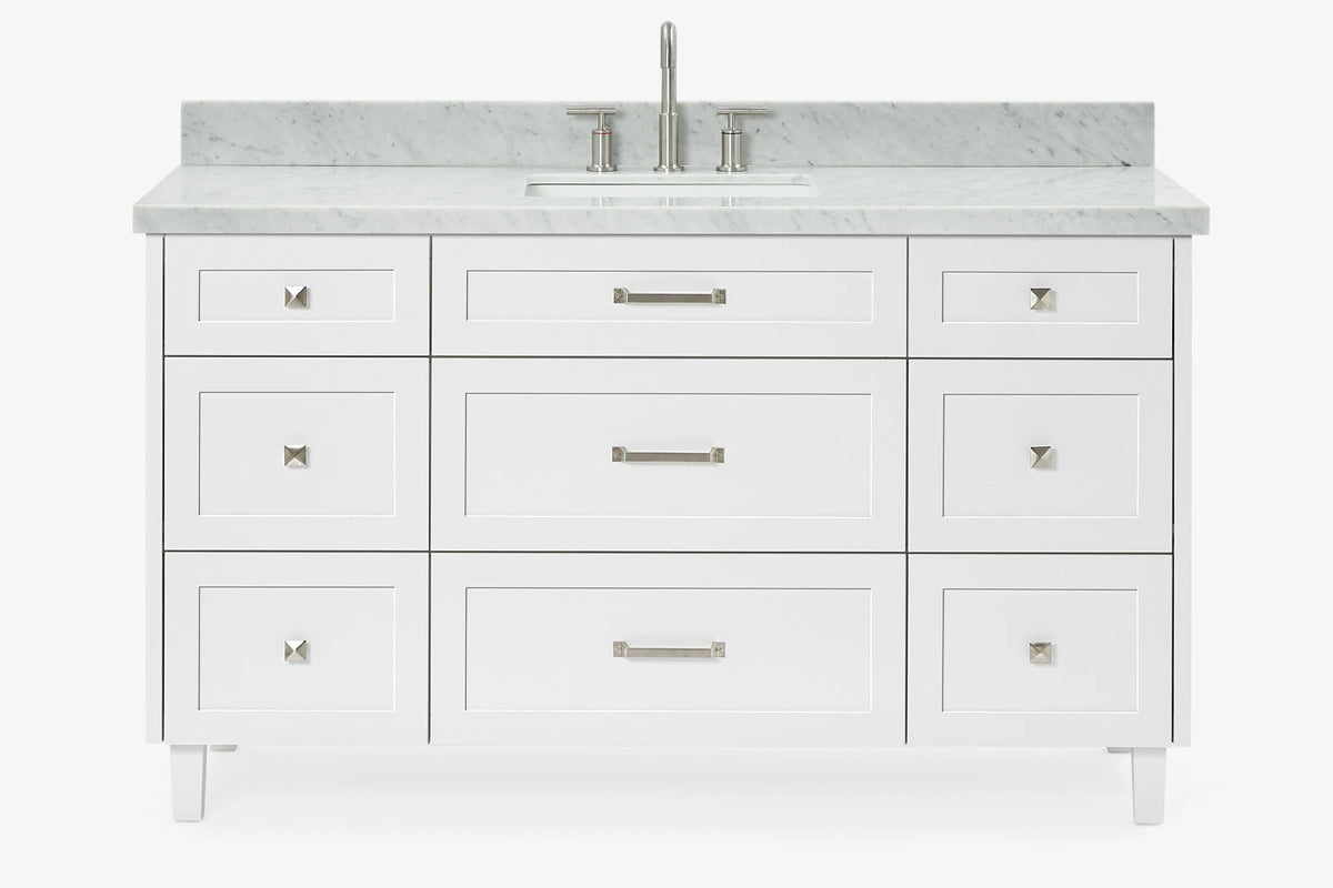 Ariel monroe 61 inch single rectangle sink bathroom vanity with countertop 1.5 inch edge