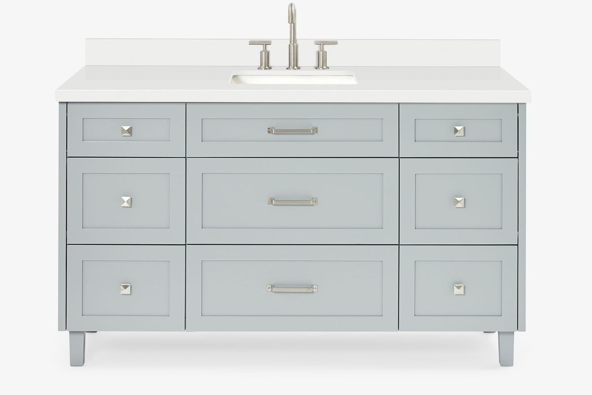 Ariel monroe 61 inch single rectangle sink bathroom vanity with countertop 1.5 inch edge