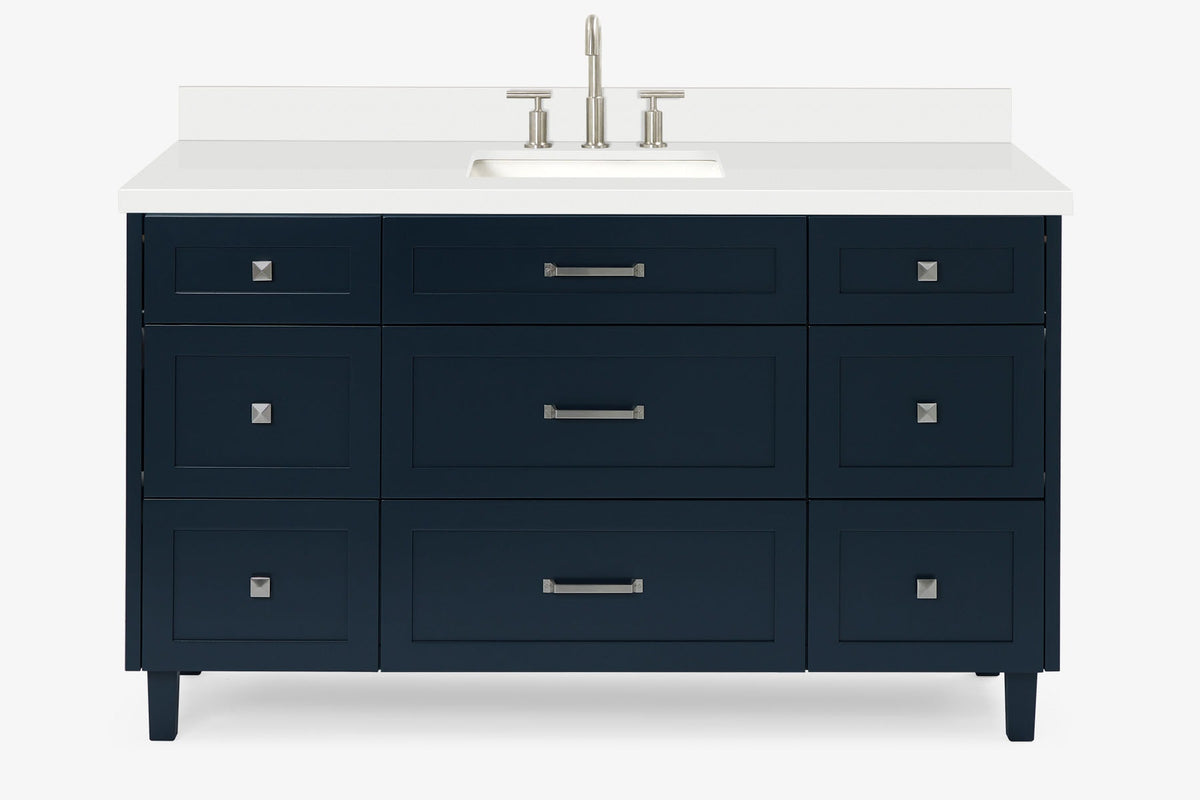 Ariel monroe 61 inch single rectangle sink bathroom vanity with countertop 1.5 inch edge