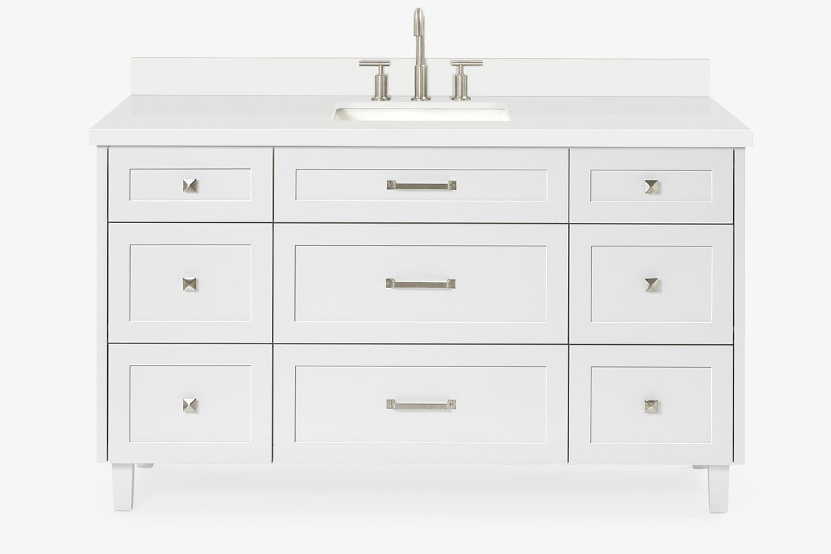 Ariel monroe 61 inch single rectangle sink bathroom vanity with countertop 1.5 inch edge