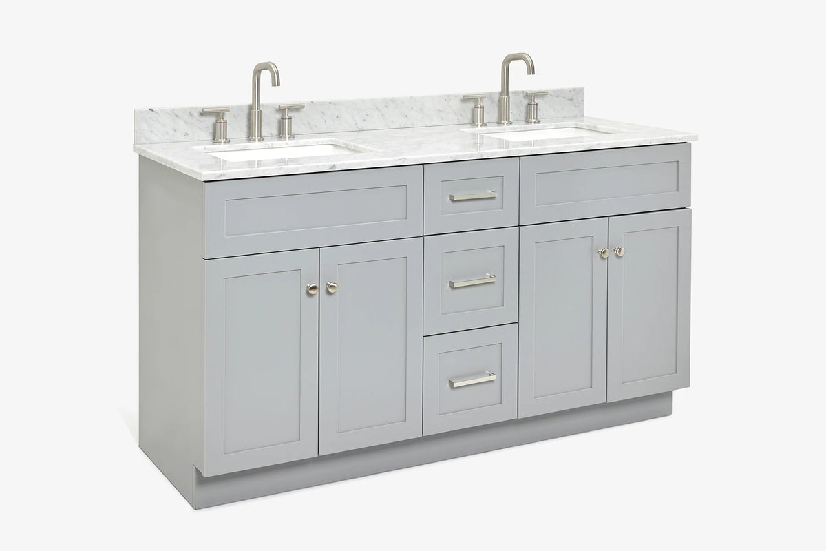 Ariel hamlet (60"& 61") double rectangle sink vanity with (0.75"& 1.5") countertop.
