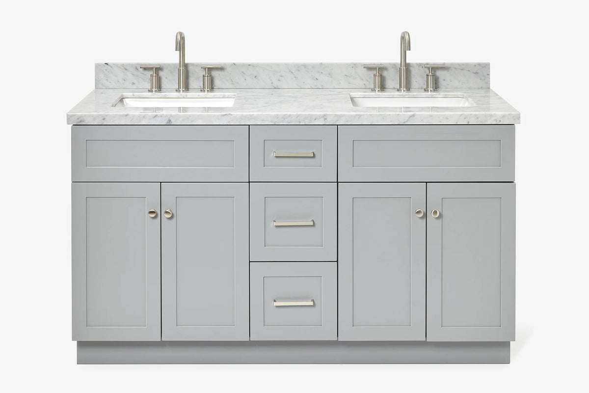 Ariel hamlet (60"& 61") double rectangle sink vanity with (0.75"& 1.5") countertop.