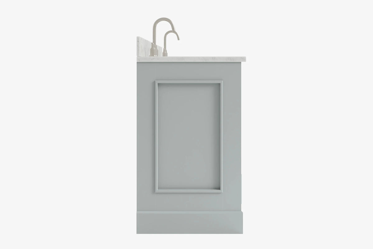Ariel stafford 73 inch double rectangle sink vanity with carrara white marble countertop w/0.75" edge in white