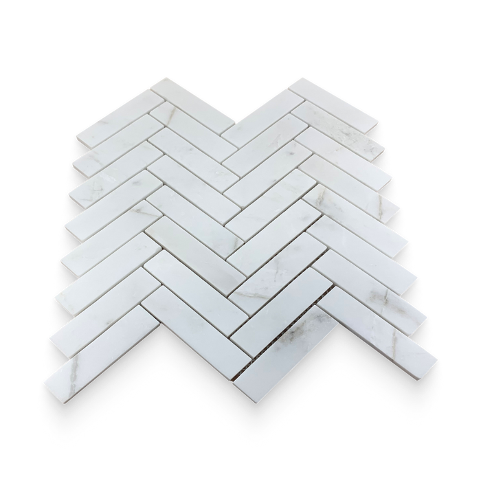 White lotus marble 1x4 Honed Herringbone Mosaic