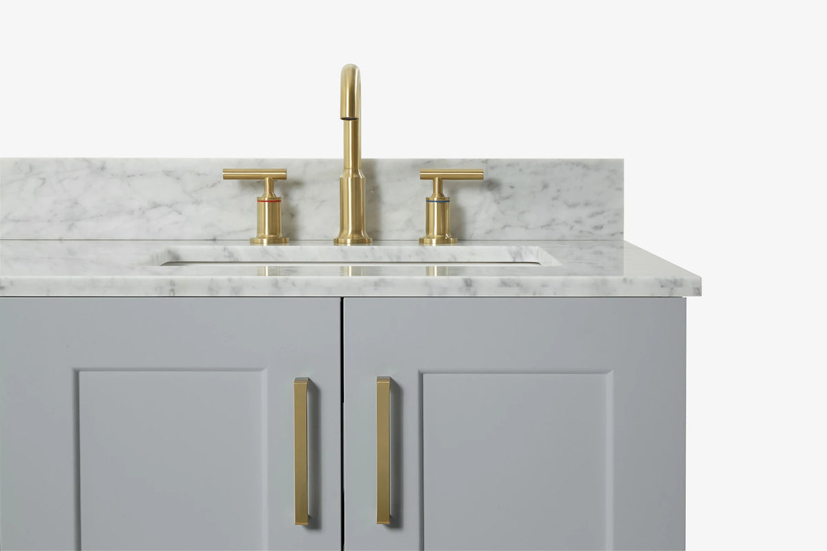 Ariel taylor (36"& 37") right offset single rectangle sink vanity with marble (0.75" & 1.5")countertop.