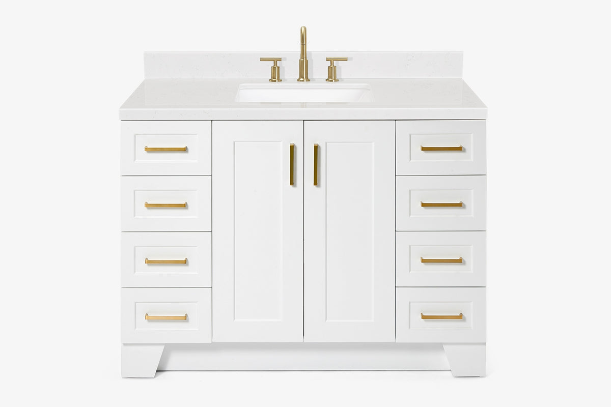 Ariel taylor (48"& 49") single rectangle sink vanity with marble (0.75" & 1.5") countertop.