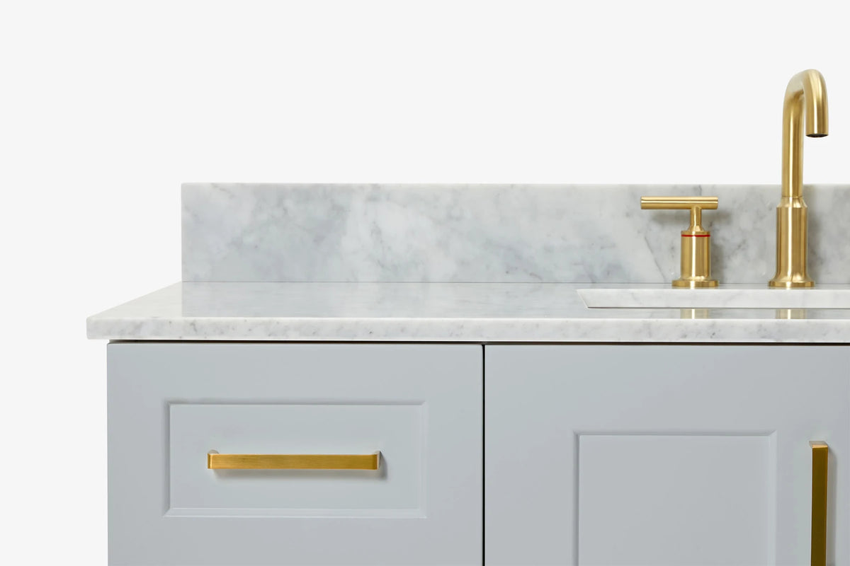 Ariel magnolia 43 in. rectangle sink vanity with 1.5 in. carrara white countertop in white