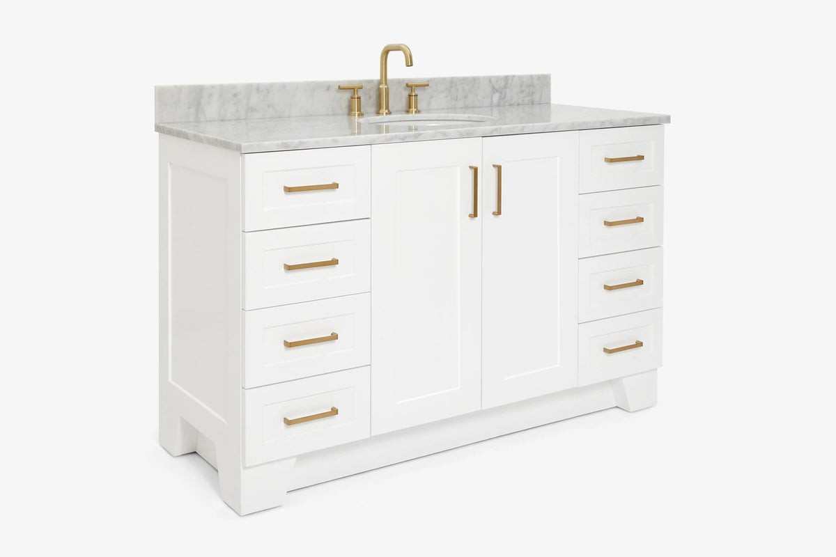 Ariel taylor (54"& 55") single oval sink vanity with marble (0.75" & 1.5")countertop.