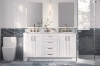 Ariel taylor (66"& 67") double rectangle sink vanity with marble countertop (0.75"& 1.5") edge.