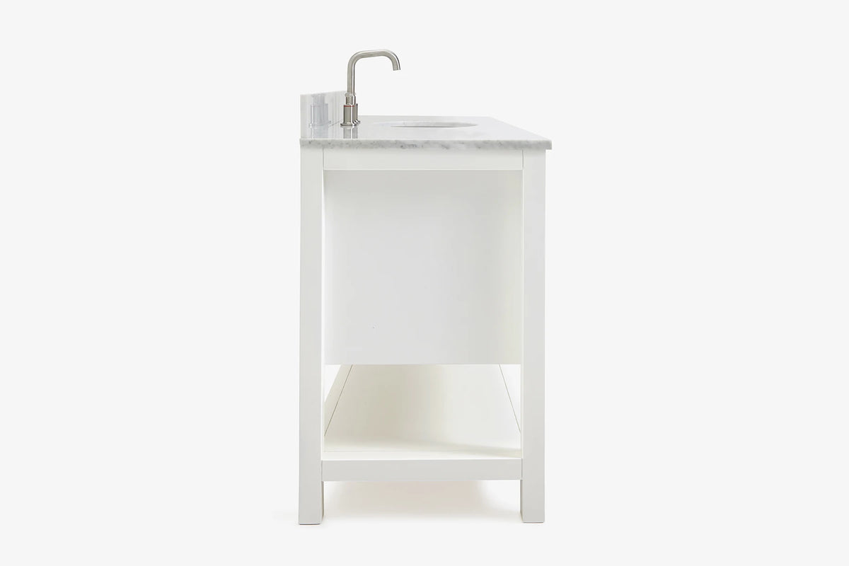 Ariel bayhill 54-55 in. oval sink vanity with carrara white marble (0.75,1.5) countertop