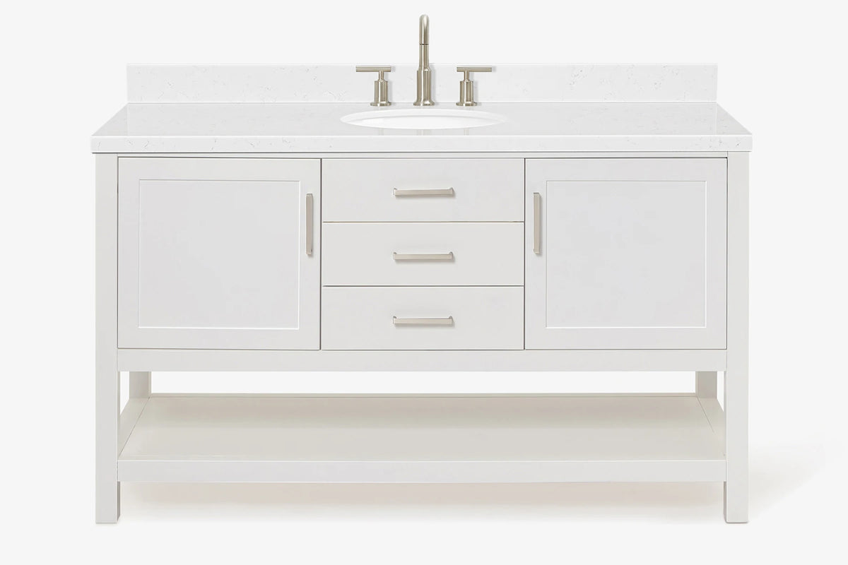 Ariel bayhill 60-61 in. oval sink vanity with (0.75,1.5) countertop