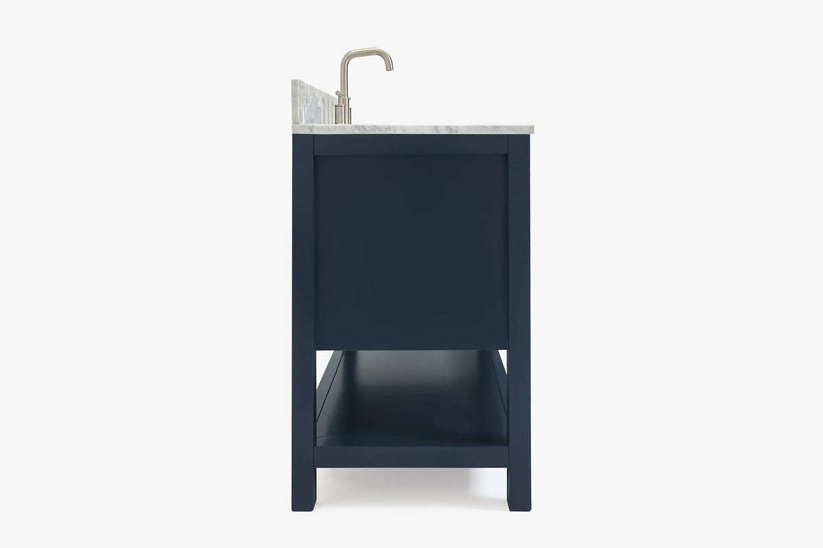 Ariel magnolia 61 in. rectangle sink vanity with 0.75 in. carrara white marble countertop in white